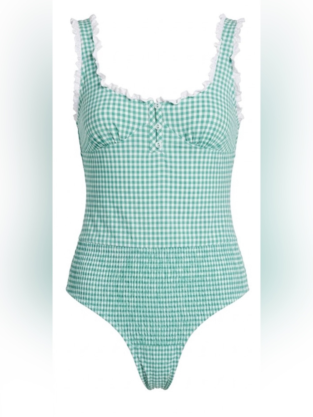 Intimately Free People Gingham Smocked Bodysuit S